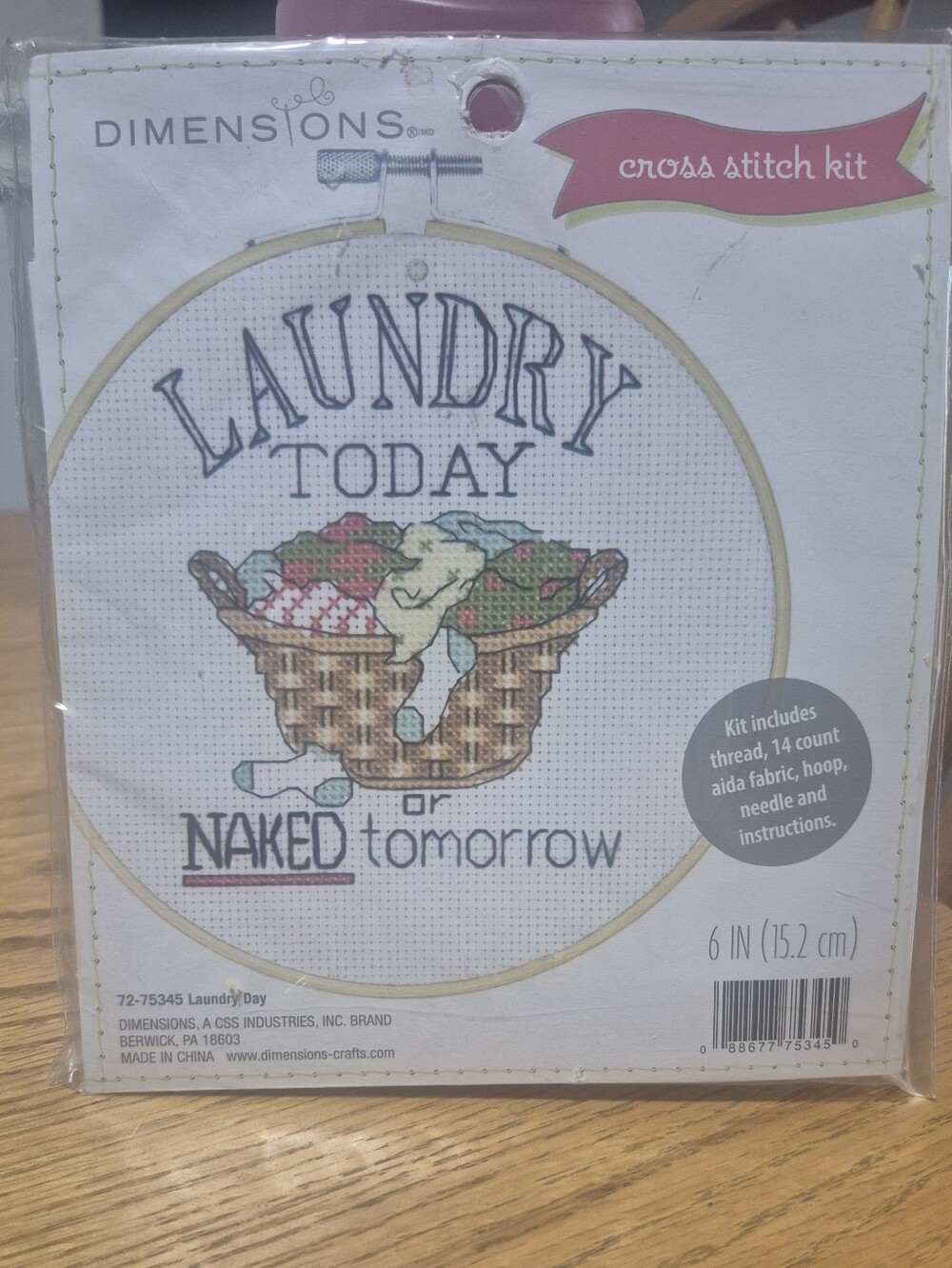 DIMENSIONS 'Laundry Today' Cross Stitch Kit - Multicolor